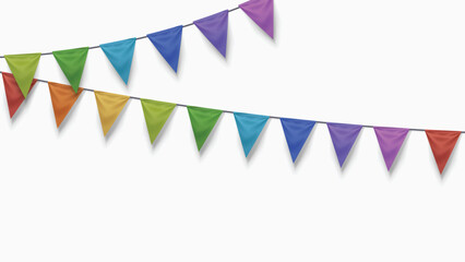 birthday colorful flags isolated on white back