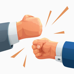 fist bump in business on white back