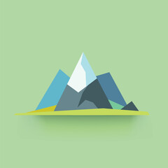 simple mountains colored icon on green back