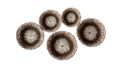 Wall Basket Set with Front-Focused Ivory Spiral Pattern, Top Perspective