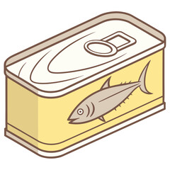Illustration of a canned tuna fish in isometric view