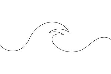 Ocean wave minimalist one line art drawing and style isolate outline vector