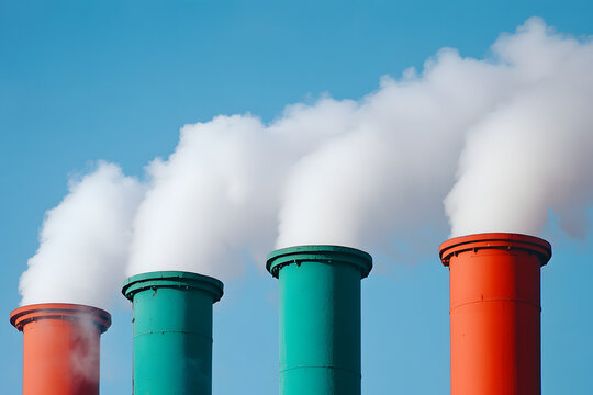 Chimney smoke rising into the sky from a factory