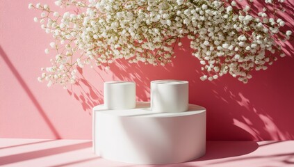 The abstract podium exudes luxury and is ideal for showcasing products and branding in a classic manner