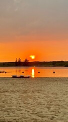 Golden Sunset Over Ancol Beach, North Jakarta, Indonesia