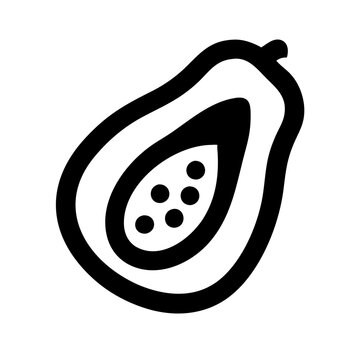recommend clip art: Bold black outline papaya icon tropical fruit illustration