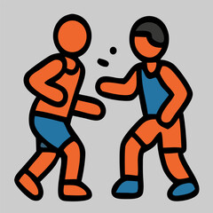 Basketball defense icon vector showing one-on-one gameplay. Ideal for tactical illustrations, game strategy, or team defense concepts.