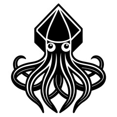Stylized black and white octopus with geometric head design