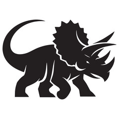 Ancient Triceratops silhouette with clean lines – Triceratops illustration – Minimalist Triceratops vector – Dinosaur silhouette

