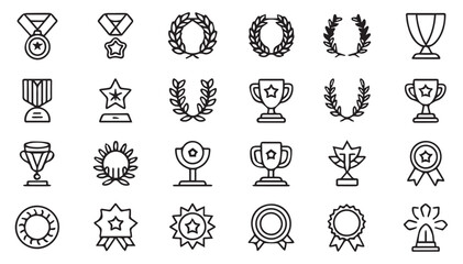 Award icons set achievement symbols trophies medals laurels
