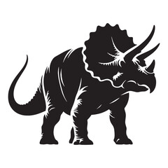 Shielded Giant Triceratops silhouette – Triceratops illustration – Minimalist Triceratops vector – Dinosaur silhouette

