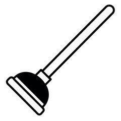 Simple black and white plunger icon for plumbing repair