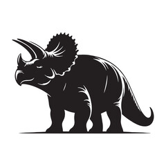 Bold Triceratops silhouette standing firm – Triceratops illustration – Minimalist Triceratops vector – Dinosaur silhouette

