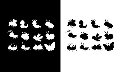 bugs silhouette vector illustration, fly, butterfly silhouette set vector illustration, butterfly, bird, birds, silhouettes, silhouette, bugs icons, illustration, vector, art, design, symbol,