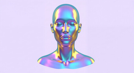 Holographic bust showing artificial intelligence, futuristic concept