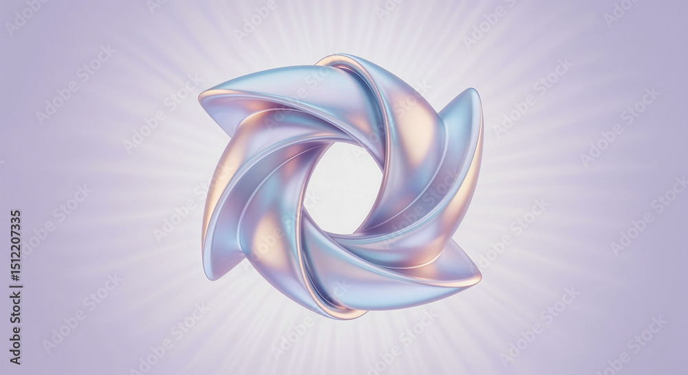 Leinwandbilder abstract metallic rotating shape with light rays background