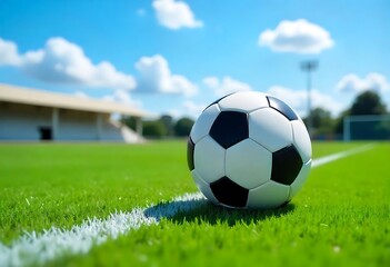 Generative AI showcases a soccer ball on a vibrant green field