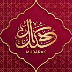 Eid al Adha luxury gold and red social media post Faith, Sacrifice, and Love