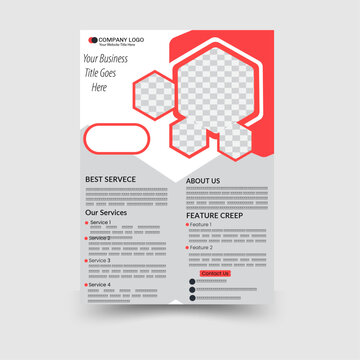 A4 Size Unique simple Real Estate Flyer Template Design  
with red color geometric shape