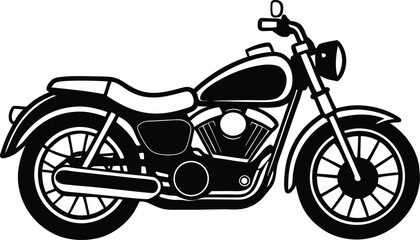 Obraz premium simple motorcycle vector graphic with sleek contour lines, silhouette style design, side view with minimal detail, perfect for logos and print design 