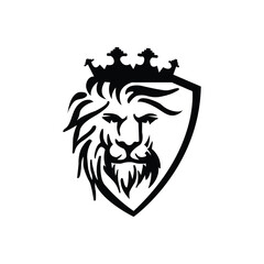 Lion Head logo with Barbell Crown vector design
