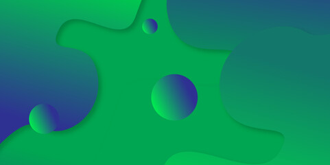 Abstract Green and Blue Fluid Background with 3D Gradient Spheres. 
