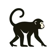 silhouette of a walking monkey