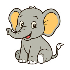 VECTOR ILLUSTRATION OF A HAPPY SITTING ELEPHANT