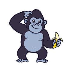 VECTOR ILLUSTRATION OF A GORILLA WITH A BANANA