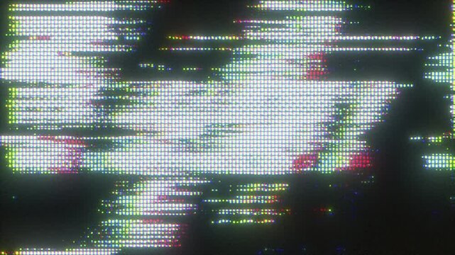 4K High-intensity glitch distortion with bright pixelated noise and CRT scanlines, horizontal tearing and analog interference for motion graphics overlay, screen mode, retro cyberpunk tech aesthetic - Powered by Adobe