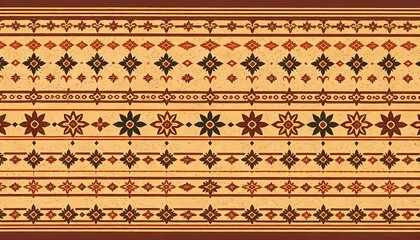 Native American Heritage Month, International Day of the World's Indigenous Peoples or Native American Day. Background, traditional colors.	Southwest western design style in a seamless repeat pattern.