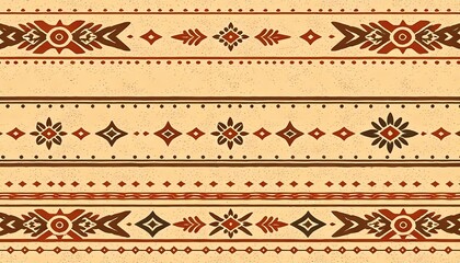 Native American Heritage Month, International Day of the World's Indigenous Peoples or Native American Day. Background, traditional colors.	Southwest western design style in a seamless repeat pattern.