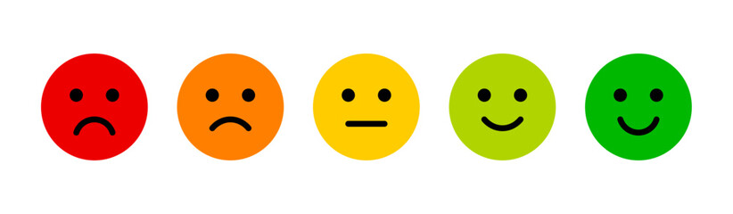 Rating emoji icon set. Feedback emoticons