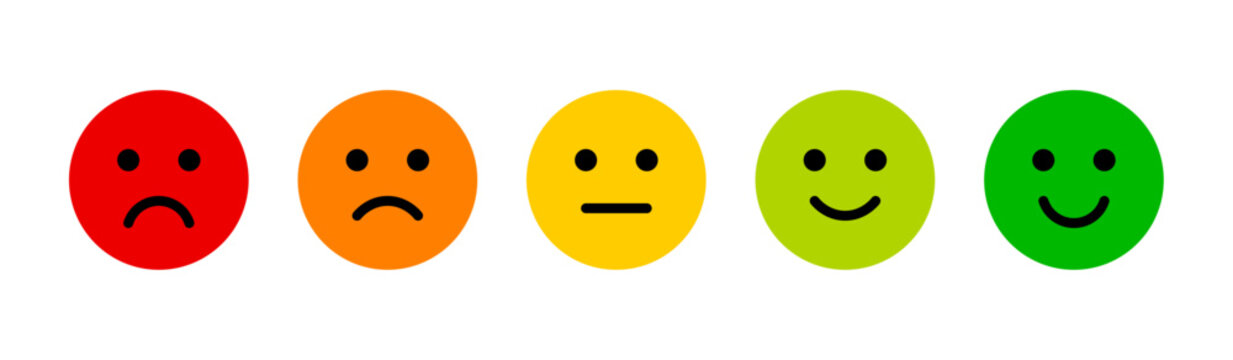 Naklejki Rating emoji icon set. Feedback emoticons