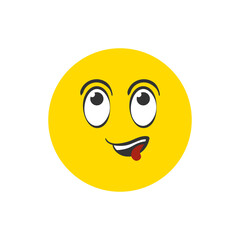 Fototapeta premium PNG emotion icon with funny confused face cartoon expressive character cry laugh caricature tongue background isolated angry eyebrow illustration smirk scared crazy comic symbol cute