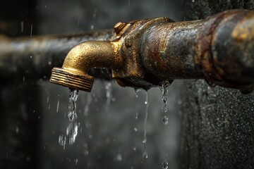 Water Is Leaking From The Pipe. High quality