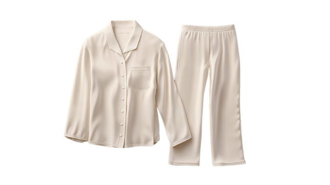 Elegant ivory pajama set, perfect for cozy nights and relaxed mornings routine