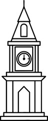 clock tower outline vector and illustration, coloring book page