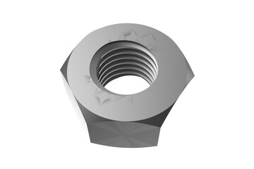 PNG Transparent Silver Nut: High-Resolution 3D Render. Ideal for Graphic Design, Product Mockups & Technical Illustrations. Shiny, Photorealistic & Ready to Use.