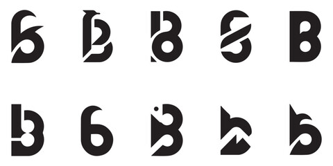 Abstract black letter b logo design variations