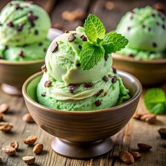 Mint Chocolate Chip Ice Cream with Green Swirls