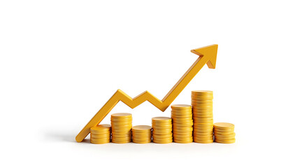 Rising financial growth represented by stacked coins and upward trend line Generative AI