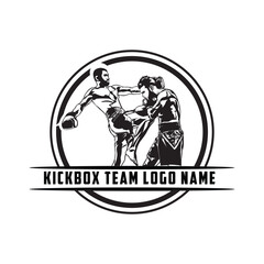 Muay Thai kick boxing logo vector, Combat Sport and Fitness Emblem Vector