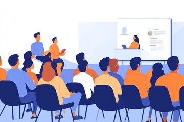 Audience Watching Business Seminar in Lecture Hall