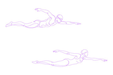 person swiming pose lineart illustration