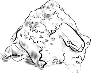 Rock mountain stone outline vector