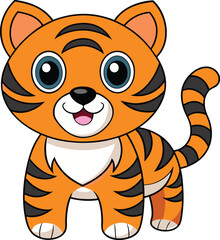  Cute Little Tiger Cartoon Vector - Illustration