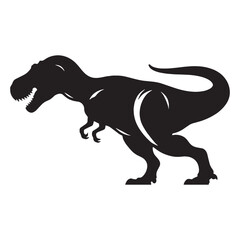Obraz premium Tyrannosaurus silhouette with wide jaw and narrow eye – Tyrannosaurus illustration – Minimalist Tyrannosaurus vector – Dinosaur silhouette