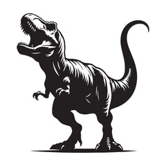 Clean Tyrannosaurus silhouette in forward lean – Tyrannosaurus illustration – Minimalist Tyrannosaurus vector – Dinosaur silhouette


