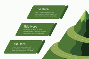 Route to Success Mountain Infographic Design is a successful startup business. Presentation slide template, Vector illustration